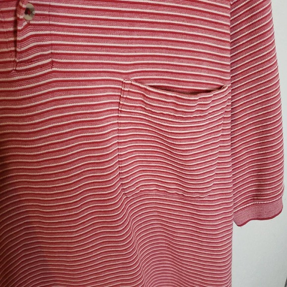 Scandia Woods Short Sleeve Pocket Polo Shirt Mens XLT Tall Red White Striped - Picture 5 of 7